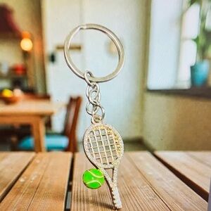Tennis Racket Key Holder Bag Charm Rhinestone NWT
